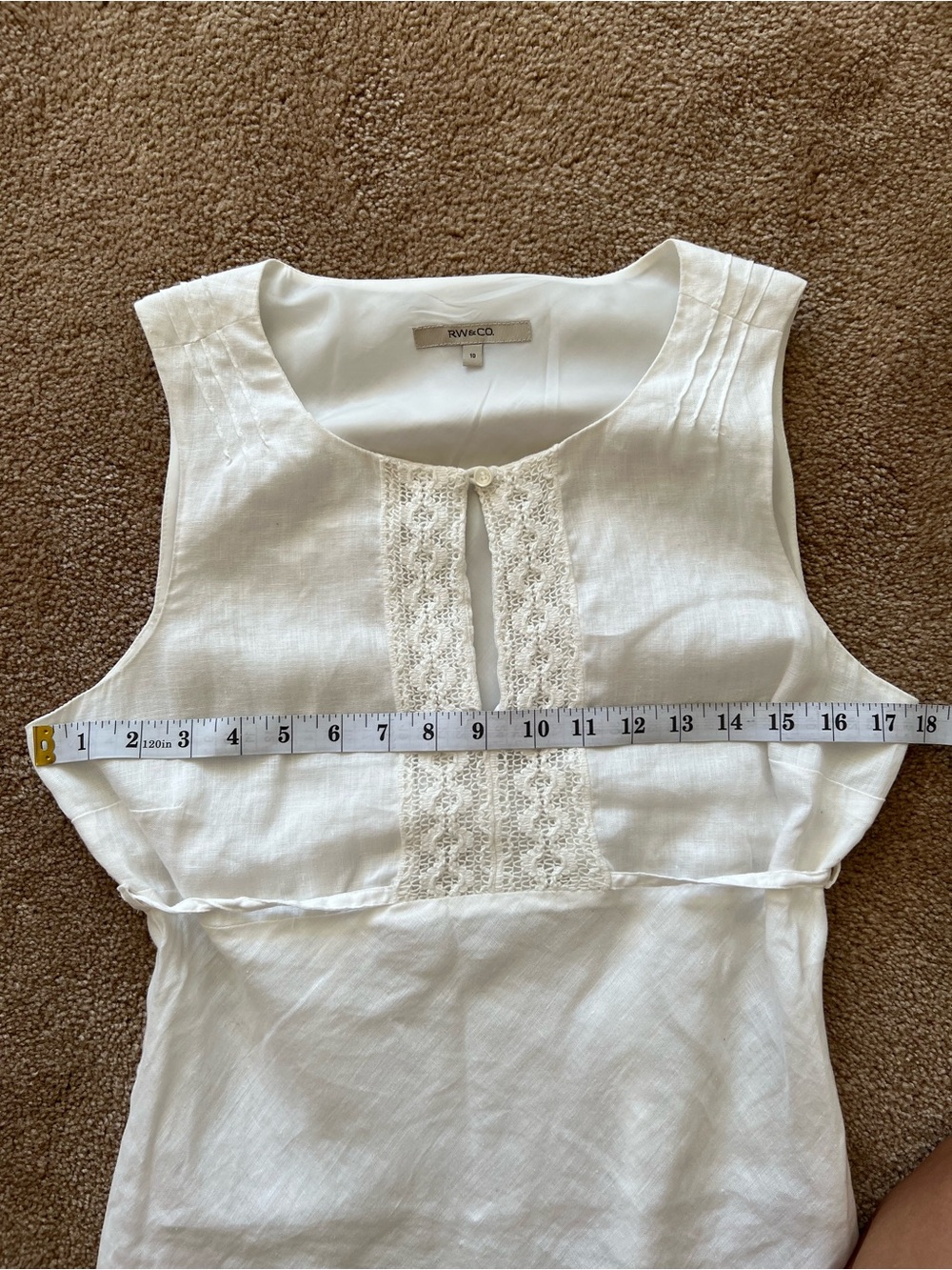 RW&CO. White Cream Crochet Trim Linen Dress - Picture 4 of 8